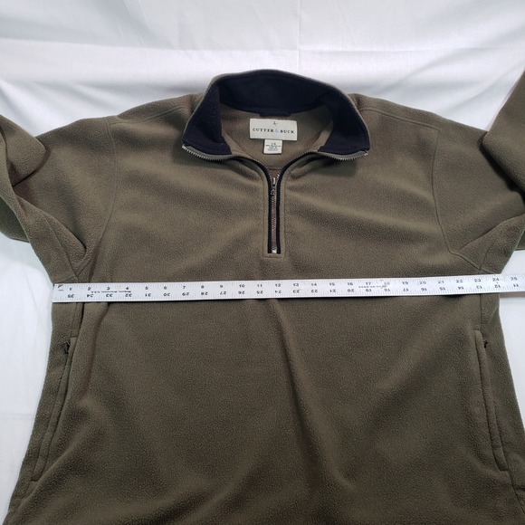 Cutter & Buck Fleece Pullover Jacket 1/4 Zip Khaki Green Mens‎ Large - Picture 3 of 6
